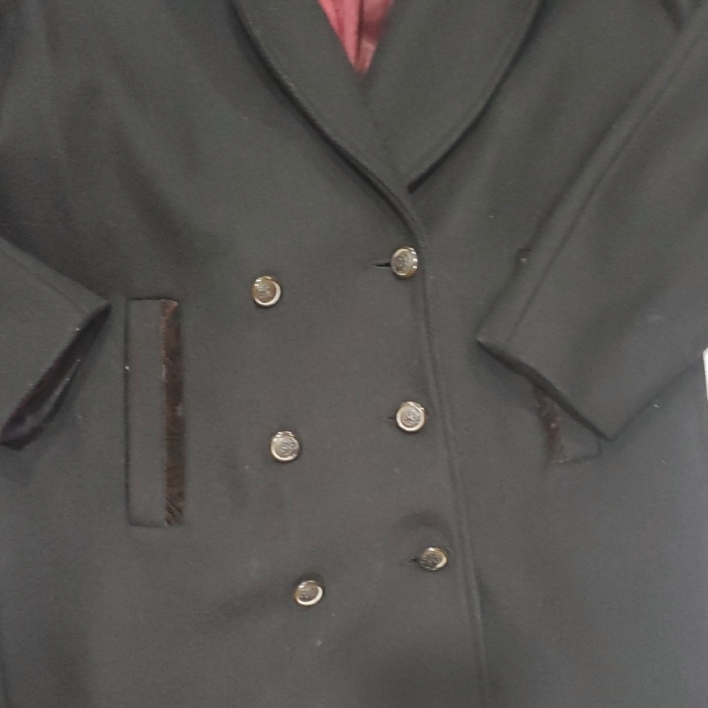 David Benjamin Elegant Black Vintage  Double-Breasted Pea Coat - Picture 14 of 17